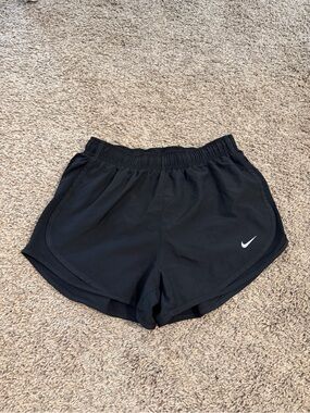 Nike Women's Black Athletic Running Shorts with White Swoosh